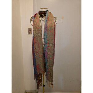 CRC Women's Multicolor Paisley Pattern Lightweight Scarf Wrap